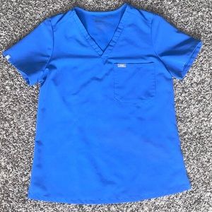 Figs Catarina scrub top: small, denim